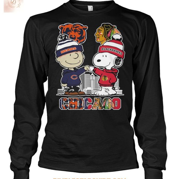 Chicago Bears And Blackhawks x Snoopy Christmas T Shirt