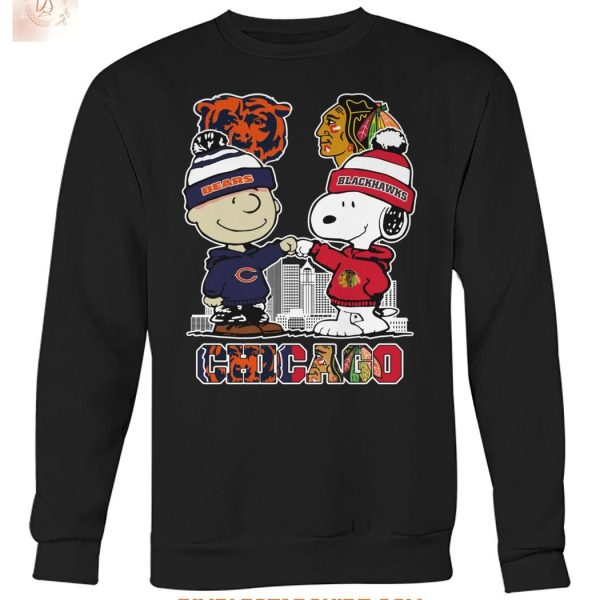 Chicago Bears And Blackhawks x Snoopy Christmas T Shirt