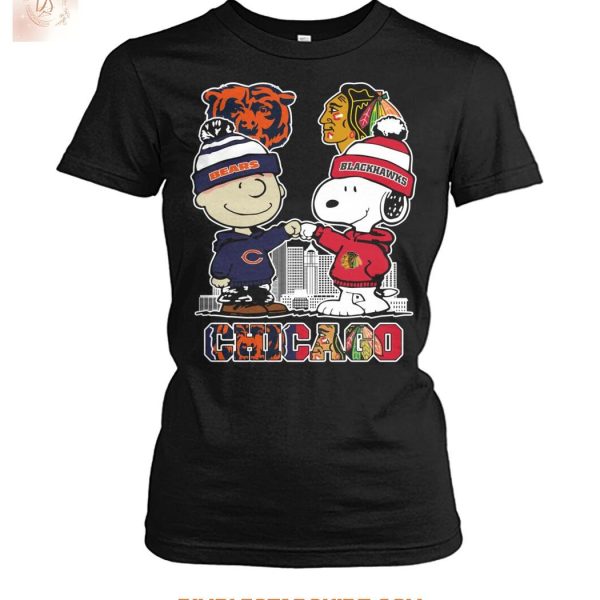 Chicago Bears And Blackhawks x Snoopy Christmas T Shirt