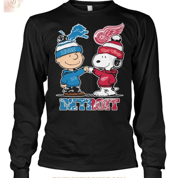 Detroit Lions And Red Wings x Snoopy Christmas T Shirt