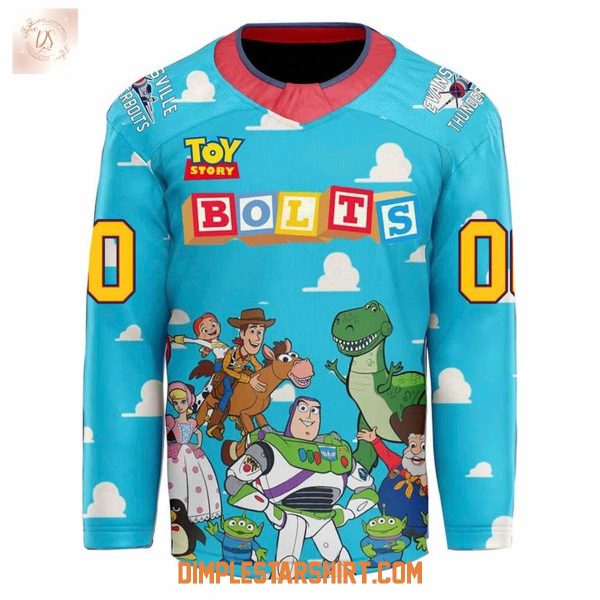 Evansville Thunderbolts Celebrating 30 Years Of Toy Story Hockey Jersey