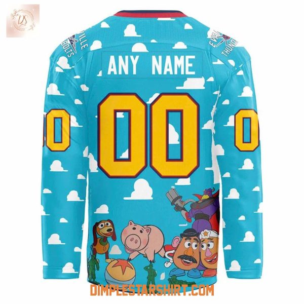 Evansville Thunderbolts Celebrating 30 Years Of Toy Story Hockey Jersey