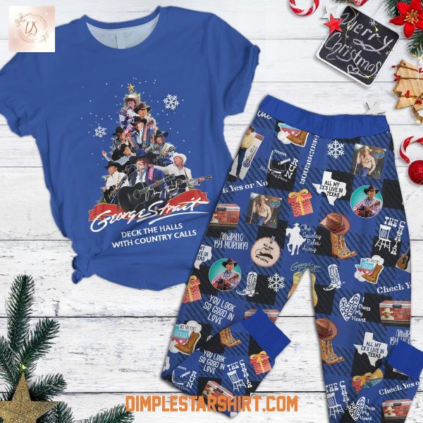 George Strait Deck the Hall With Country Calls Pajamas Set