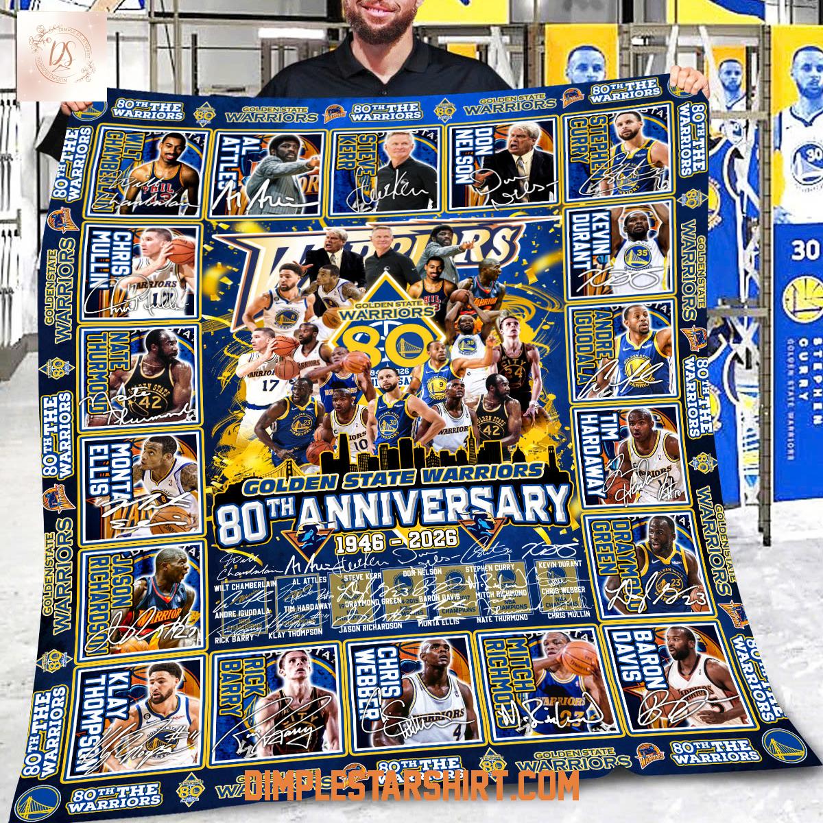 Golden State Warriors 80th Anniversary 1946 2026 Blanket Quilt Golden State Warriors 80th Anniversary 1946 2026 Blanket Quilt