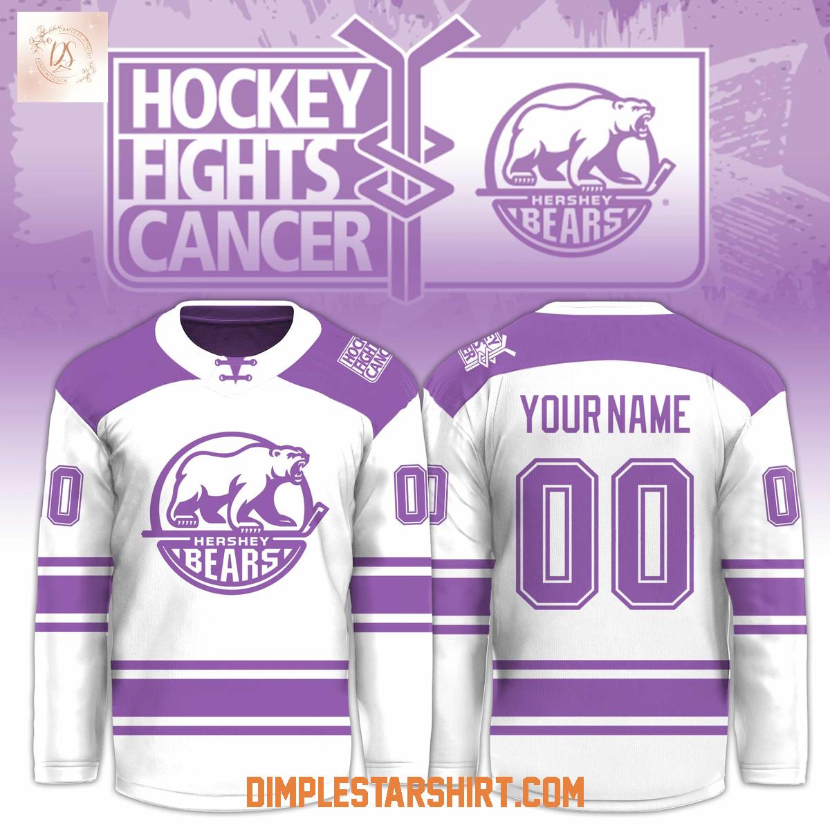 Hershey Bears x Hockey Fights Cancer White Hockey Jersey Hershey Bears x Hockey Fights Cancer White Hockey Jersey