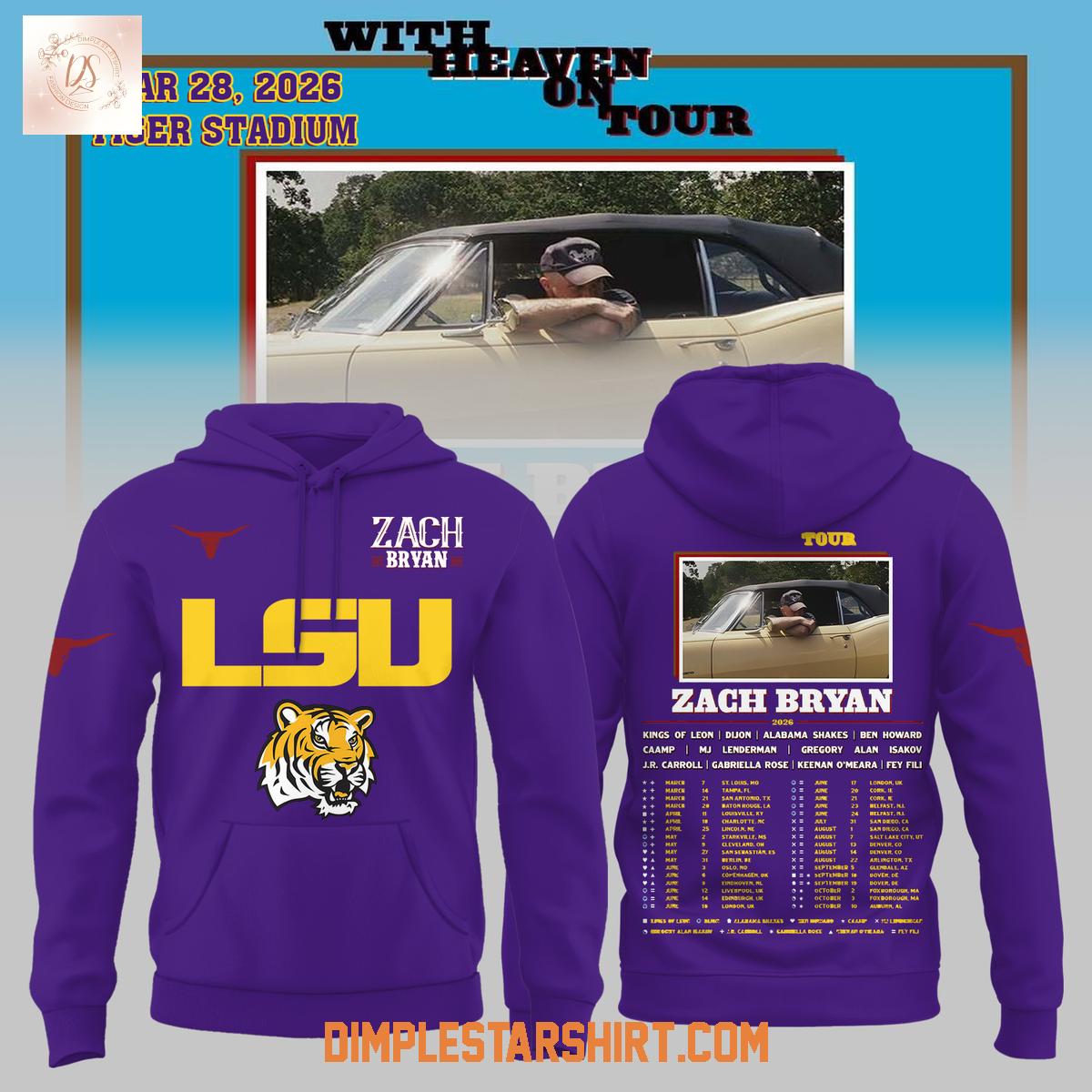 LSU Tigers x Zach Bryan With Heaven On Tour Hoodie T-Shirt LSU Tigers x Zach Bryan With Heaven On Tour Hoodie T-Shirt