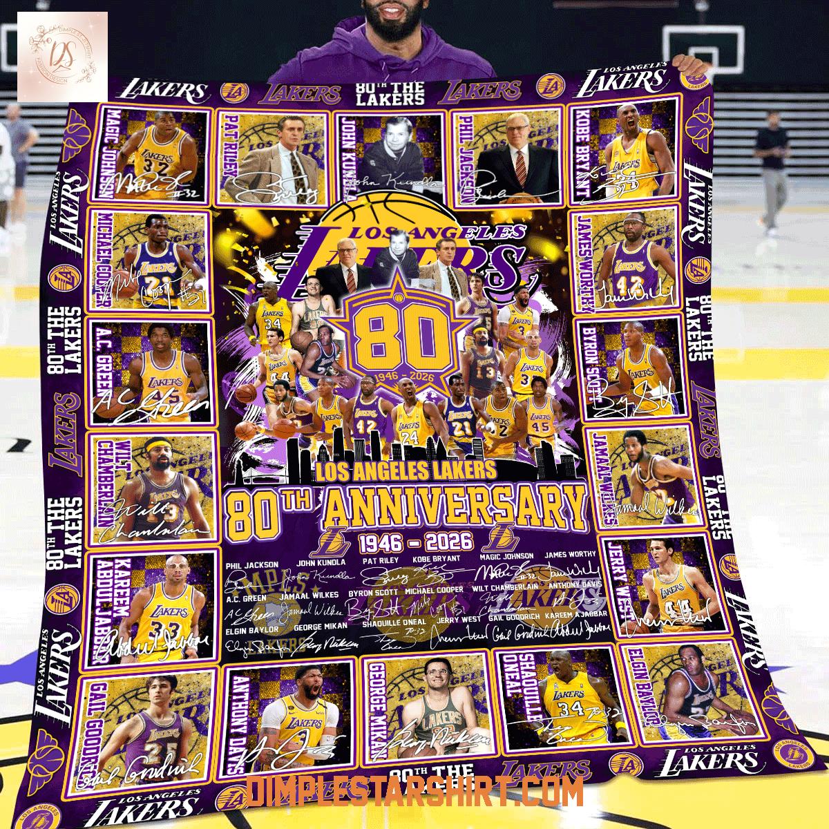 Los Angeles Lakers 80th Anniversary 1946 2026 Blanket Quilt Los Angeles Lakers 80th Anniversary 1946 2026 Blanket Quilt