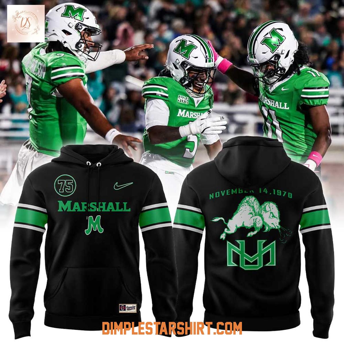 Marshall Thundering Herd November 1970 Hoodie Shirt Marshall Thundering Herd November 1970 Hoodie Shirt