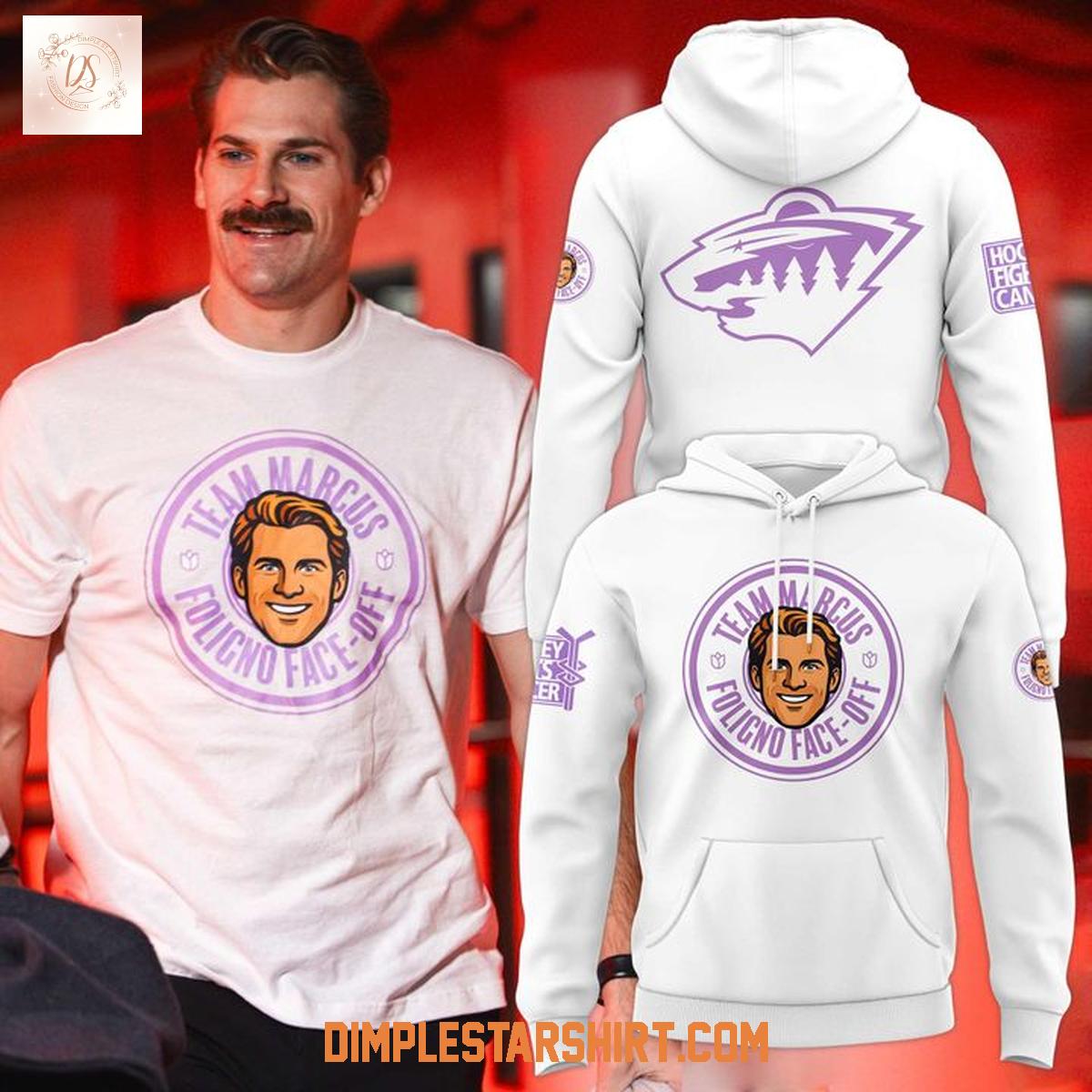 Minnesota Wild x Team Marcus Foligno Face-Off Fight Cancer Hoodie Shirt Minnesota Wild x Team Marcus Foligno Face-Off Fight Cancer Hoodie Shirt