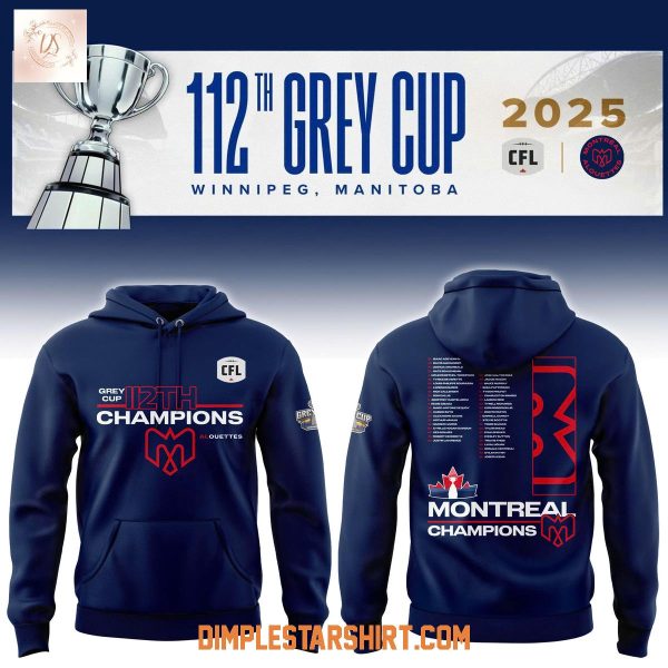 Montreal Alouettes 112th Grey Cup CFL Champions Hoodie Shirt