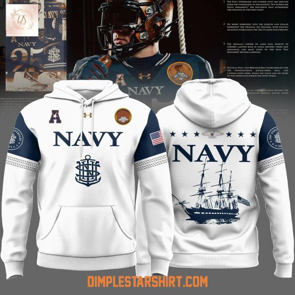 Navy Midshipmen 250th Anniversary Uniform White Hoodie Shirt