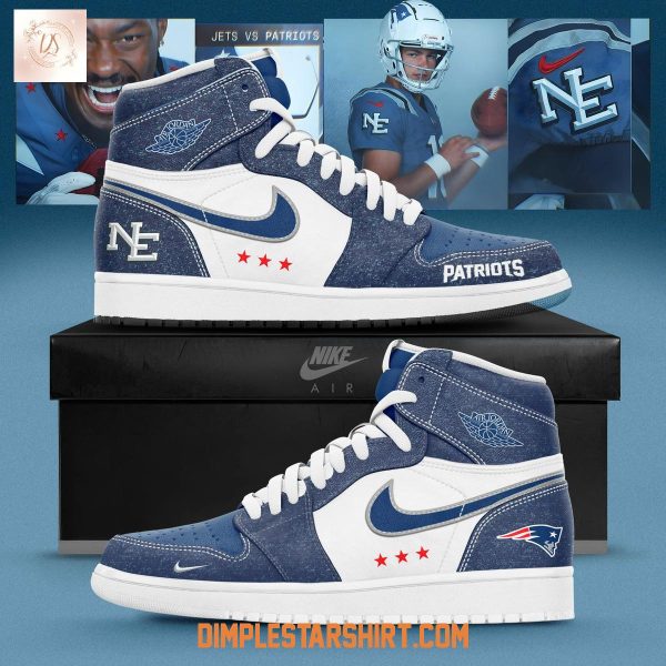 New England Patriots 2025 Rivalries Nor’Easter Storm Air Jordan 1 Shoes