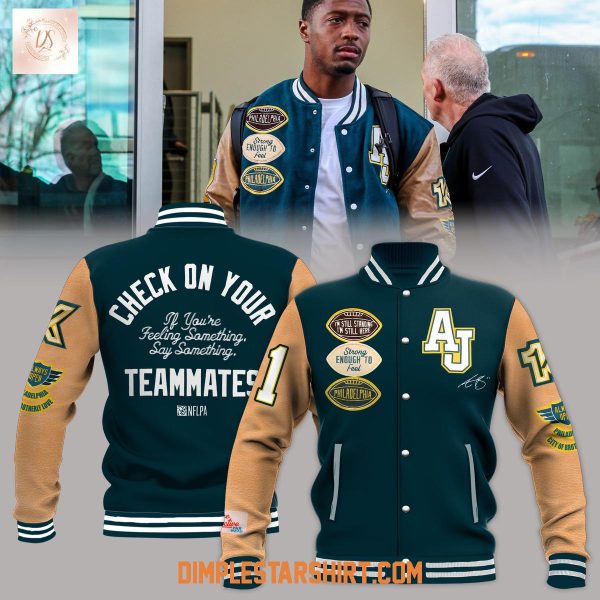 Philadelphia Eagles x AJ Check On Your Teammates Baseball Jacket