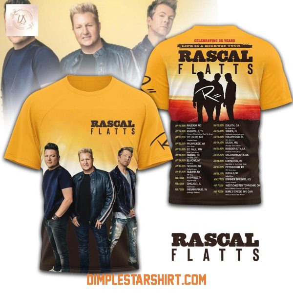 Rascal Flatts Celebrating 25 Years Life Is A Highway Tour Hoodie T Shirt