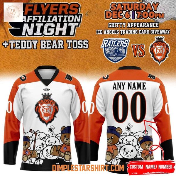 Reading Royals Vs Philadelphia Flyers Night Teddy Bear Toss Jersey