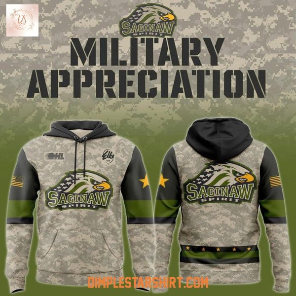 Saginaw Spirit Military Appreciation Night 2025 Hoodie Shirt