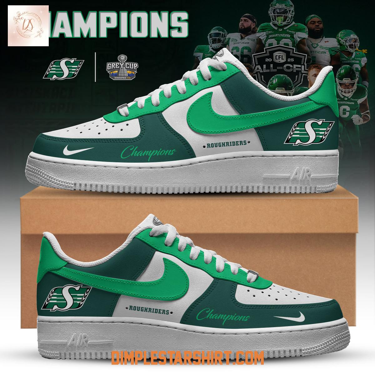 Saskatchewan Roughriders 112th Grey Cup 2025 Champions Air Force 1 Shoes Saskatchewan Roughriders 112th Grey Cup 2025 Champions Air Force 1 Shoes