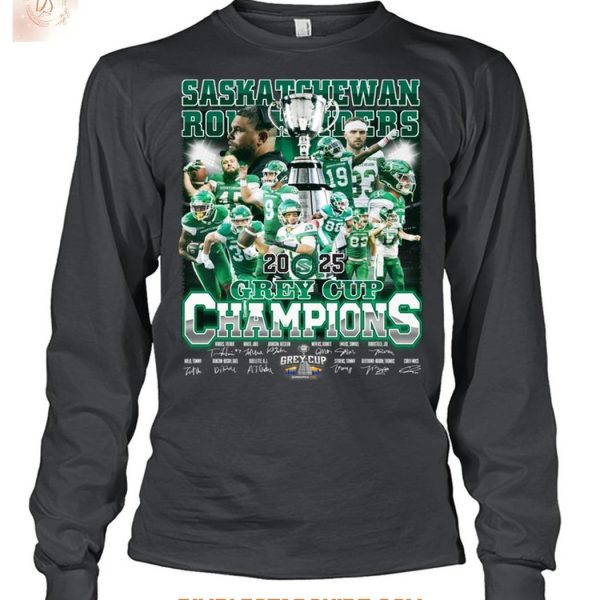 Saskatchewan Roughriders 2025 Grey Cup Champions T Shirt