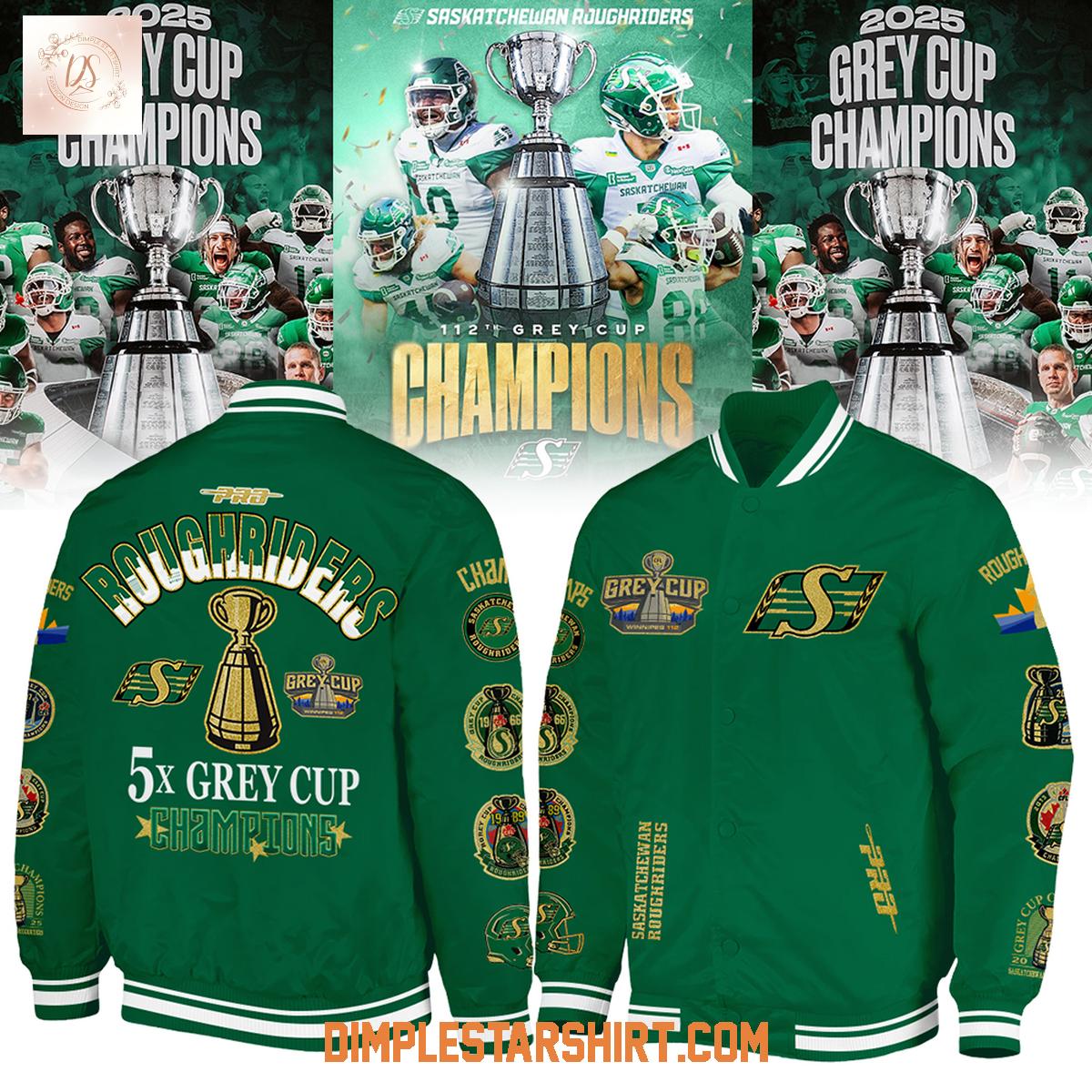 Saskatchewan Roughriders 5x Grey Cup Champions Baseball Jacket Saskatchewan Roughriders 5x Grey Cup Champions Baseball Jacket
