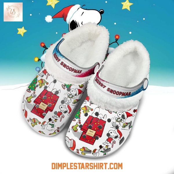 Snoopy Merry Christmas Fleece Crocs Clogs