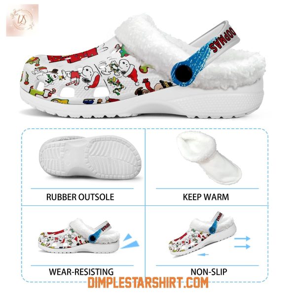 Snoopy Merry Christmas Fleece Crocs Clogs