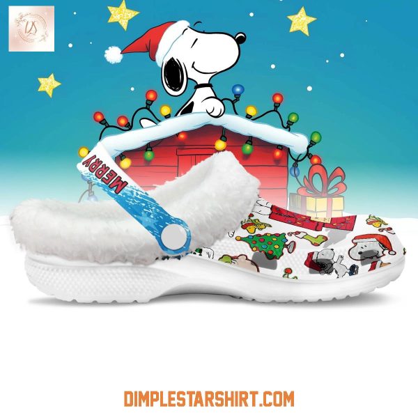 Snoopy Merry Christmas Fleece Crocs Clogs