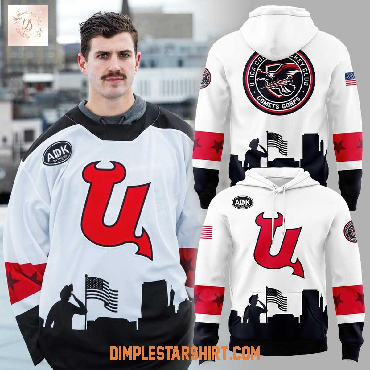 Utica Comets Veterans Day Uniform 2025 Hoodie Shirt Utica Comets Veterans Day Uniform 2025 Hoodie Shirt