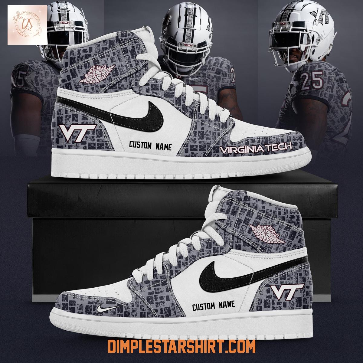 Virginia Tech Hokies 2025 Gray Camo Air Jordan 1 Shoes Virginia Tech Hokies 2025 Gray Camo Air Jordan 1 Shoes