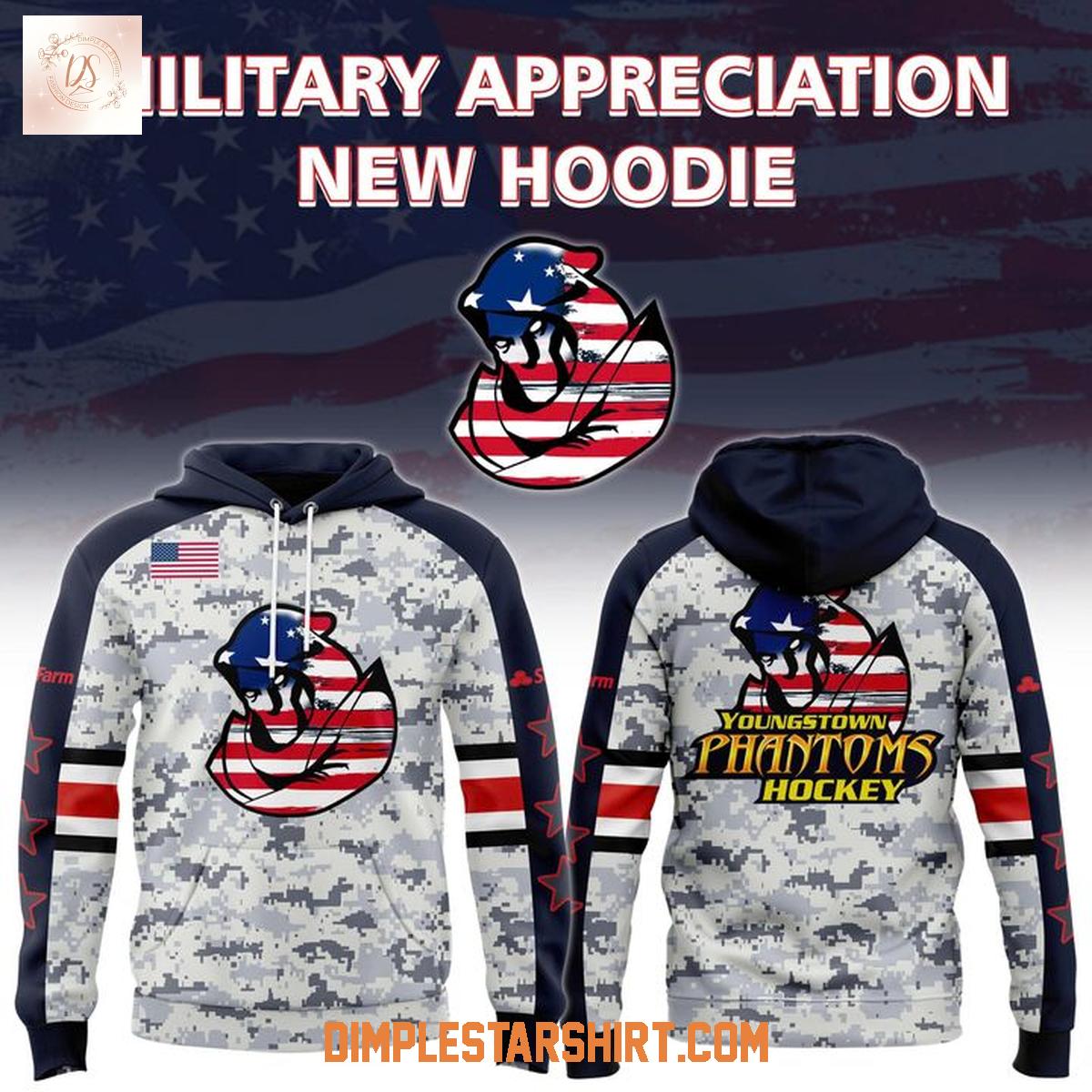 Youngstown Phantoms Military Appreciation Night 2025 Hoodie Shirt Youngstown Phantoms Military Appreciation Night 2025 Hoodie Shirt