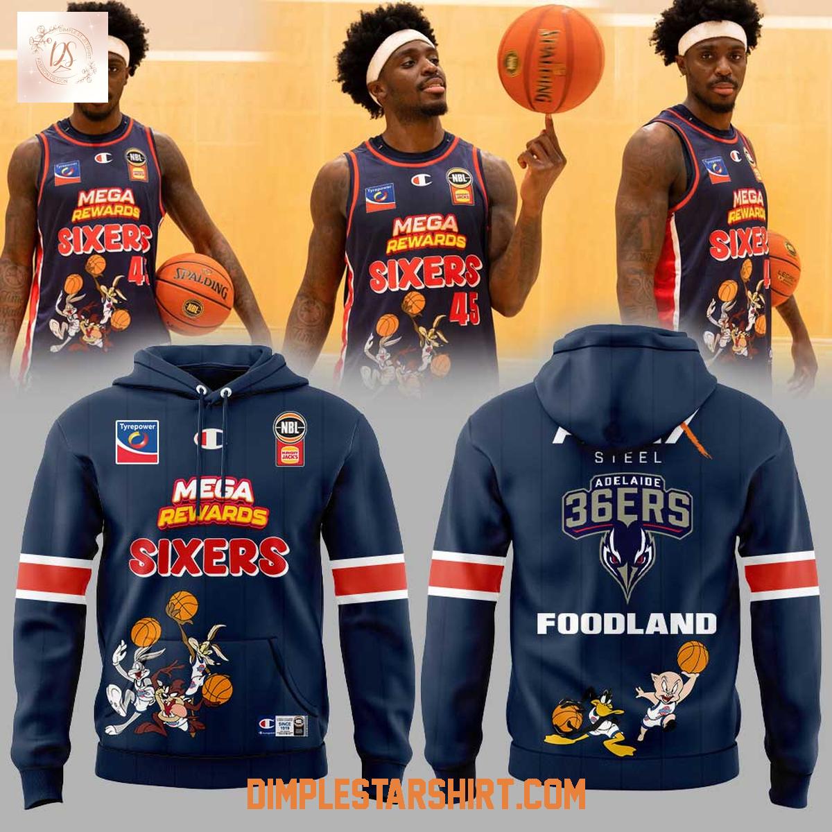 Adelaide 36ers Space Jam NBL26 Uniform Hoodie T-Shirt Adelaide 36ers Space Jam NBL26 Uniform Hoodie T-Shirt