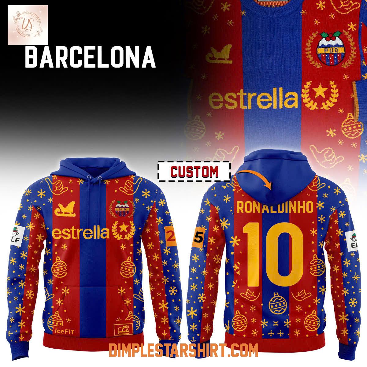 Barcelona Ronaldinho Estrella Christmas Hoodie Shirt Barcelona Ronaldinho Estrella Christmas Hoodie Shirt