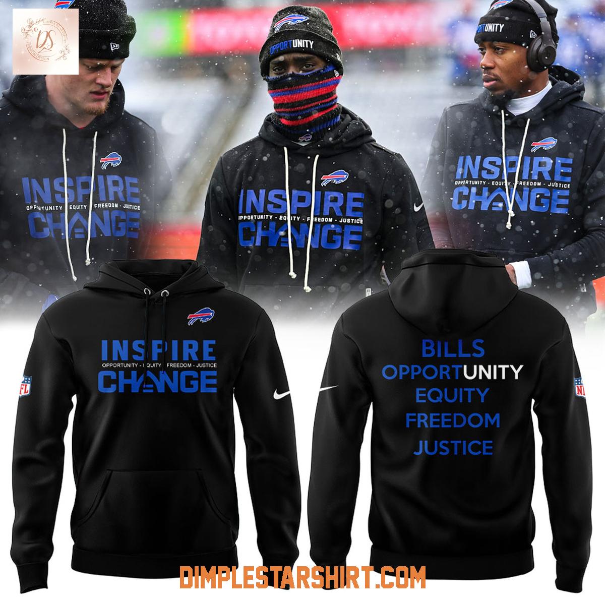 Buffalo Bills Inspire Change Opportunity Equity Freedom Justice Hoodie Shirt Buffalo Bills Inspire Change Opportunity Equity Freedom Justice Hoodie Shirt