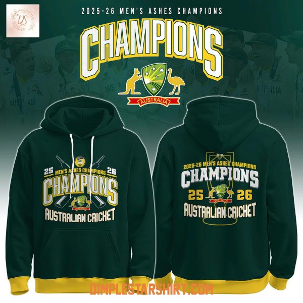 Cricket Australia Mens Ashes 2025 26 Champions Hoodie T Shirt