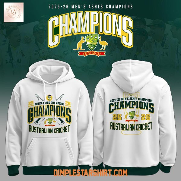 Cricket Australia Mens Ashes 2025 26 Champions Hoodie T Shirt