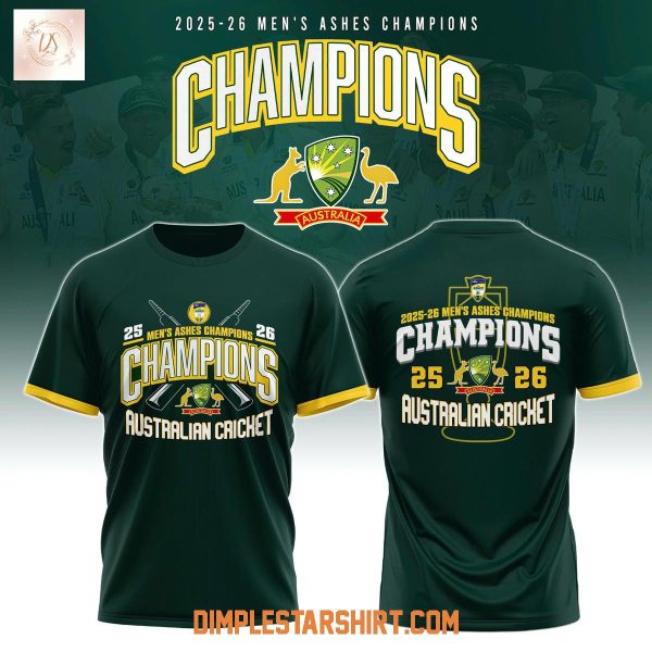 Cricket Australia Mens Ashes 2025 26 Champions Hoodie T Shirt
