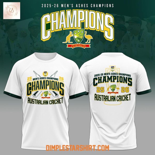 Cricket Australia Mens Ashes 2025 26 Champions Hoodie T Shirt