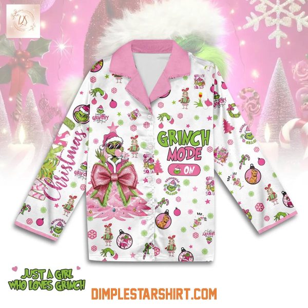 Grinch Mode On Christmas Pink Pajamas Set