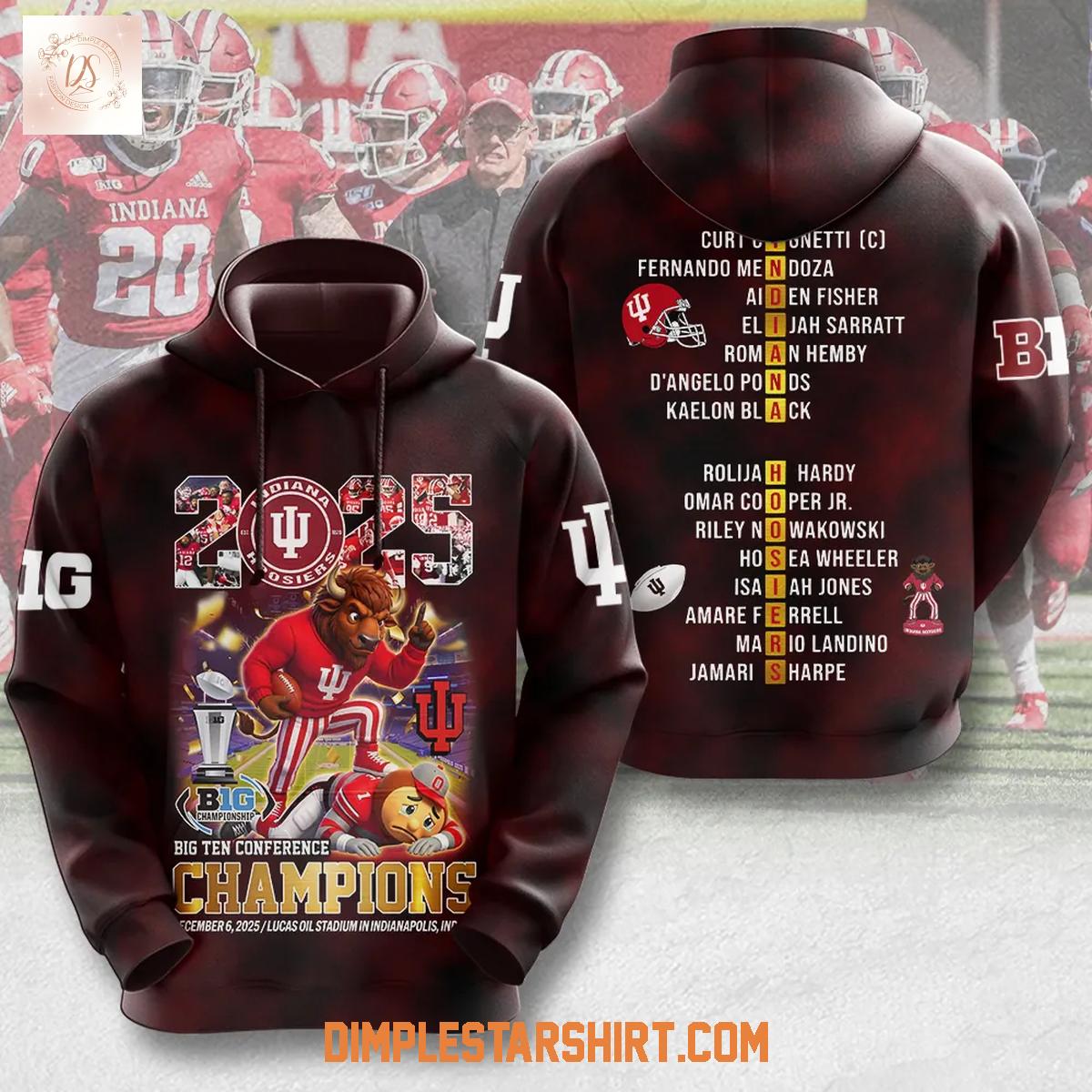 Indiana Hoosiers 2025 Big Ten Football Champions Hoodie Shirt Indiana Hoosiers 2025 Big Ten Football Champions Hoodie Shirt