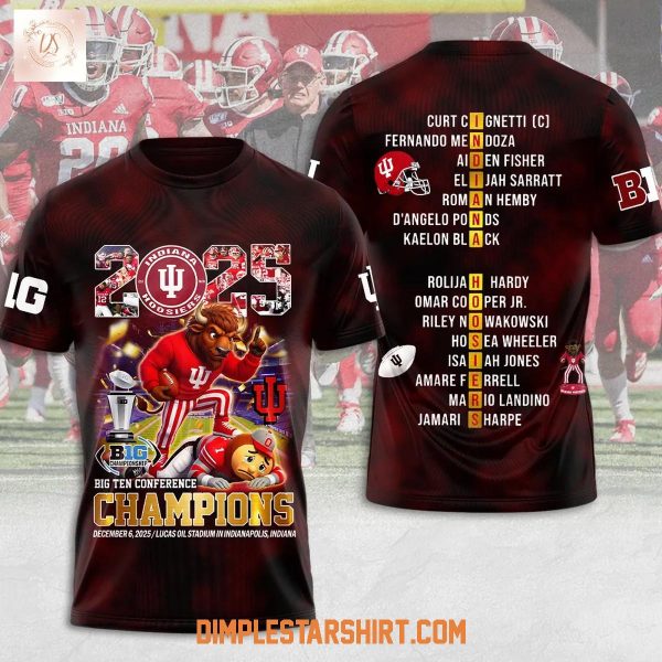 Indiana Hoosiers 2025 Big Ten Football Champions Hoodie Shirt