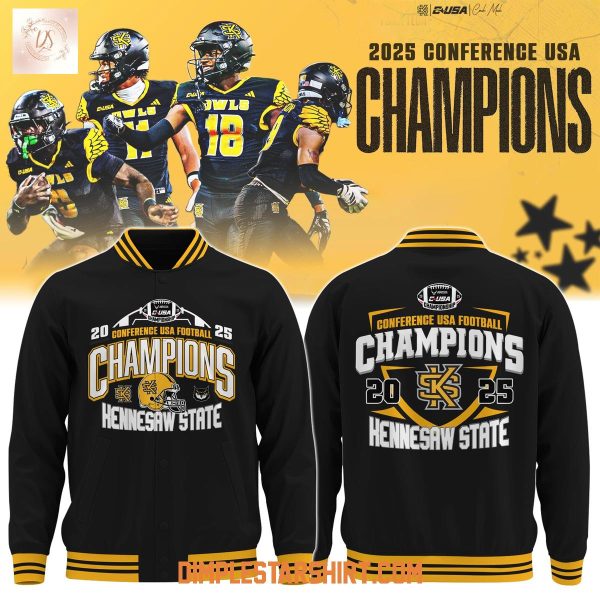 Kennesaw State Owls C-USA Football Conference Champions 2025 Baseball Jacket