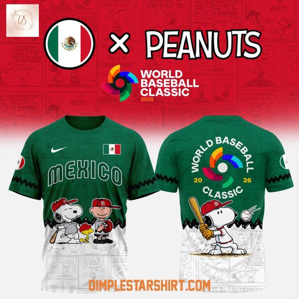 Mexico Baseball x Snoopy Peanuts 2026 World Baseball Hoodie T Shirt