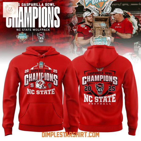 NC State Wolfpack 2025 Gasparilla Bowl Champions Hoodie Shirt