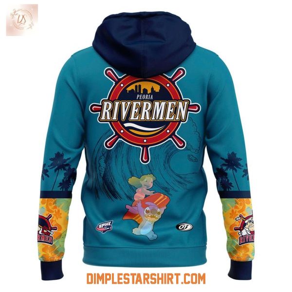 Peoria Rivermen Stitch & Lilo Disney Jersey Night Hoodie Shirt
