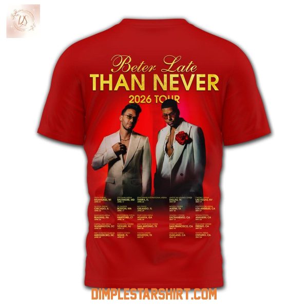 Romeo Santos Prince Royce Beter Late Than Never 2026 Tour Shirt