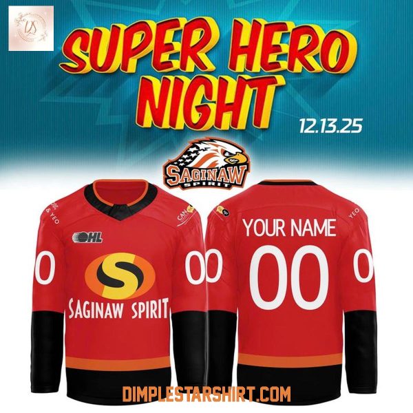 Saginaw Spirit x Superhero The Incredibles 2025 Hockey Jersey