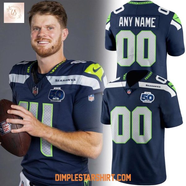 Seattle Seahawks 50 Seasons Patch 50th Annivesary Football Jersey