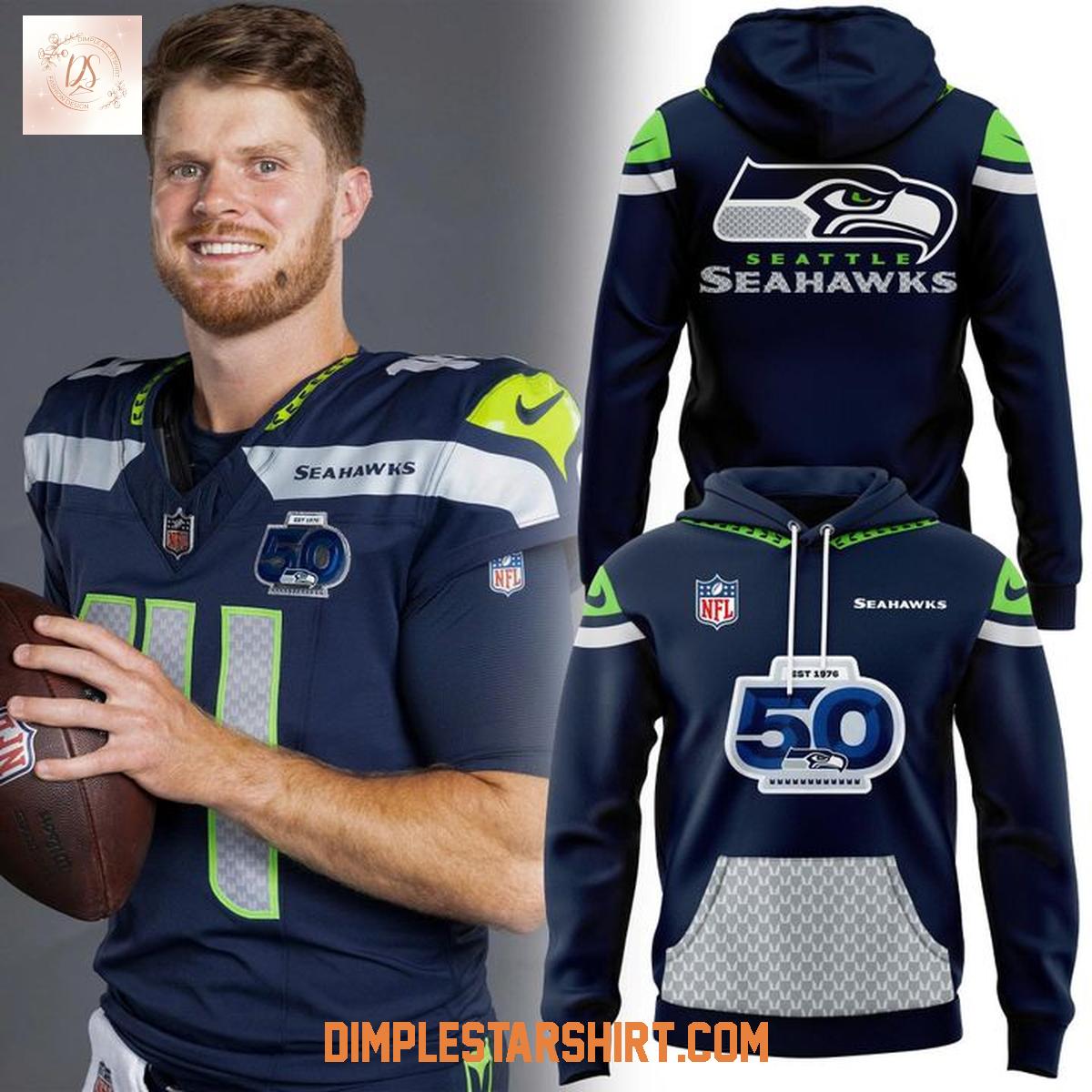 Seattle Seahawks 50 Seasons Patch 50th Annivesary Hoodie Shirt Seattle Seahawks 50 Seasons Patch 50th Annivesary Hoodie Shirt