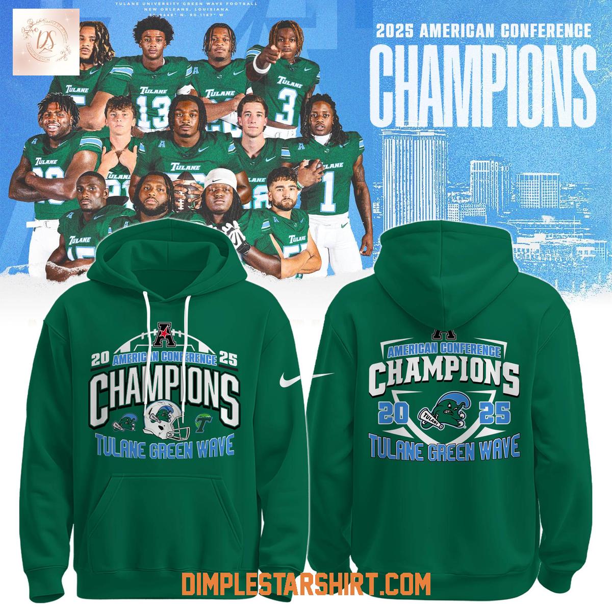 Tulane Green Wave AAC Football Champions Hoodie Shirt Tulane Green Wave AAC Football Champions Hoodie Shirt