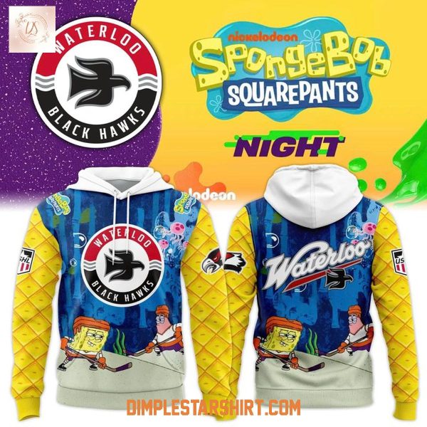 Waterloo Black Hawks SpongeBob SquarePants Night Hoodie Shirt