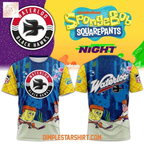 Waterloo Black Hawks SpongeBob SquarePants Night Hoodie Shirt
